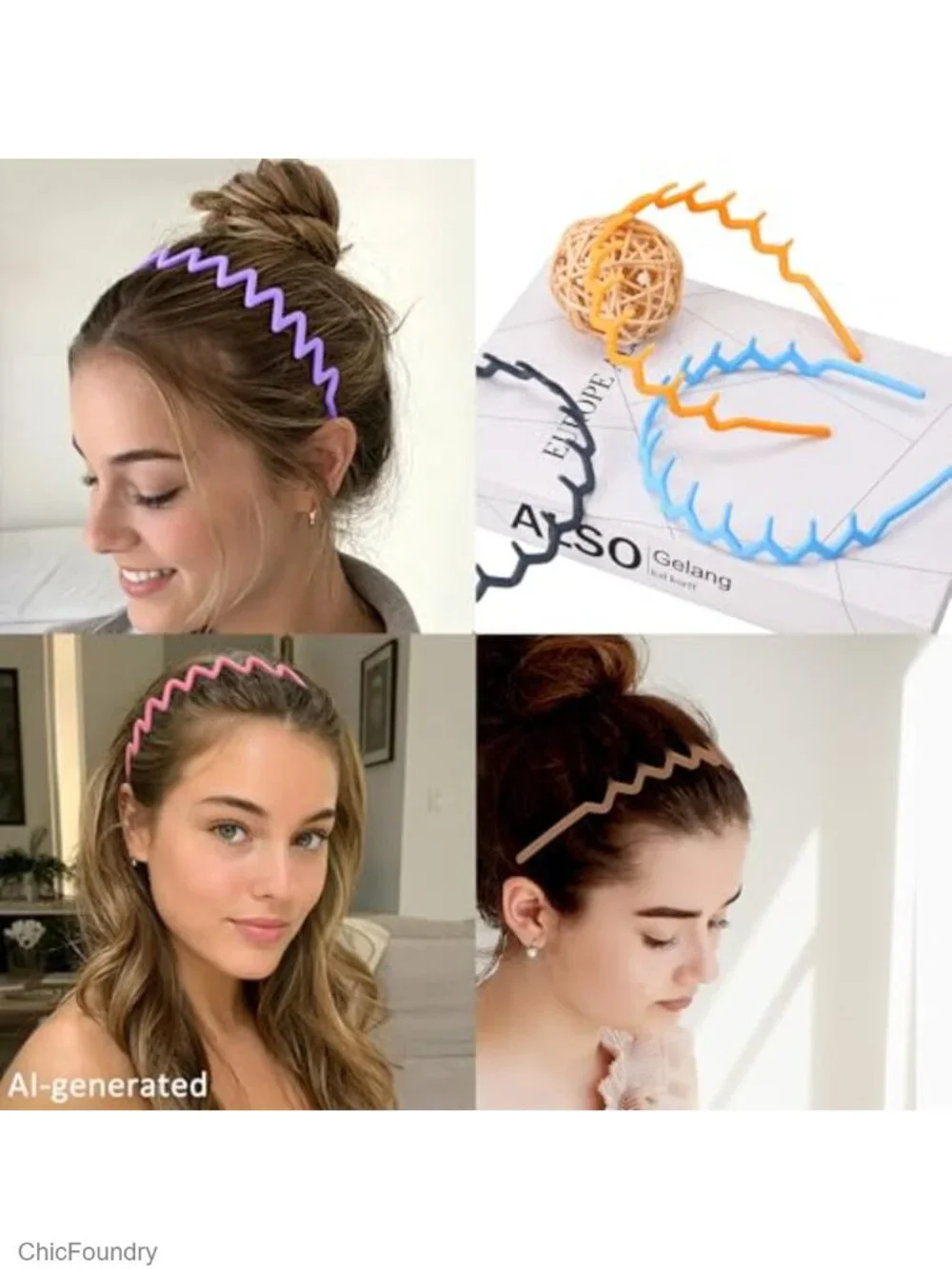 16 Pack Zig Zag Headbands Plastic Non Slip Women Girls Hair Accessories